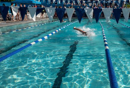 Swimmers competing at the Salt Lake Tennis and Health Club pool.