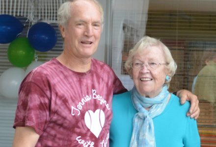 Club owner Laury Hammel and his mother Ruby Hammel together at the Salt Lake Tennis and Health Club.