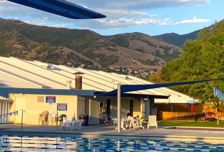 SLTHC Swimming Pool looking from the diving pad to the eastern mountains.